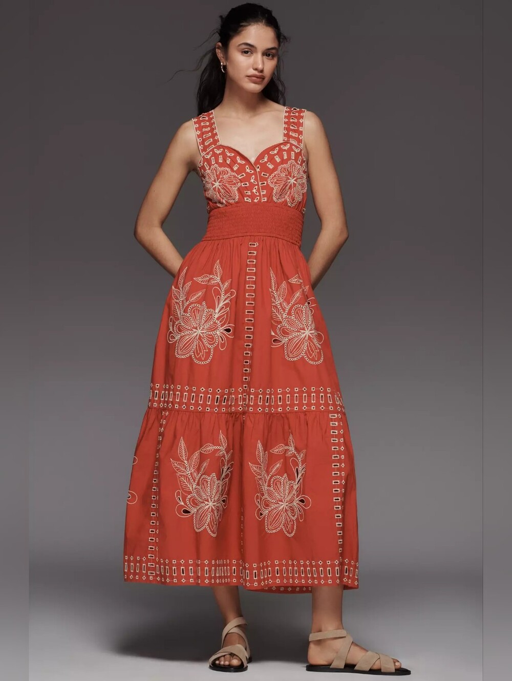 Rails Fawn Embroidered Cotton Midi-Dress - Large